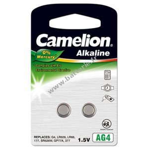 Camelion Pile bouton LR66 LR626 AG4 Blister de 2