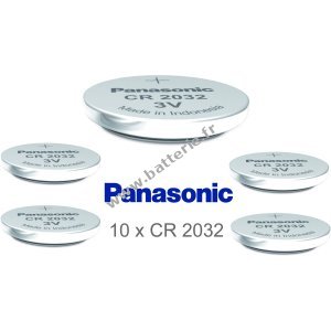 Panasonic Pile bouton lithium CR2032 / DL2032 / ECR2032 10 pices en vrac