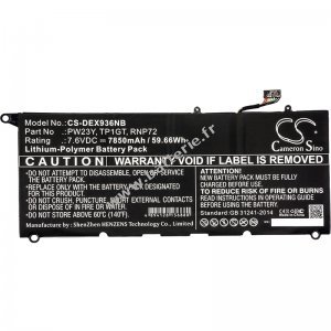 Batterie pour ordinateur portable Dell XPS 13 9360 / type PW23Y