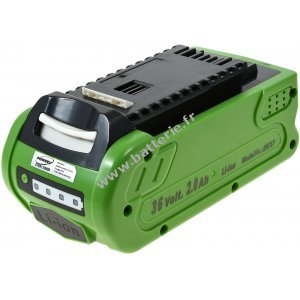 Batterie adapte  la tondeuse  gazon Green works G40LM41, aspirateur de feuilles GD40BV, type G40B2, etc.