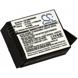 Batterie adapte  l'ActionCam Rollei 500 / 500 Sunrise / Type GLW08