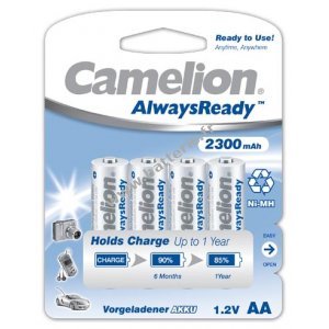 Camelion HR6 Mignon AA AlwaysReady, emballage de 4 blisters de 2300 mAh