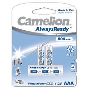 Camelion HR03 Micro AAA AlwaysReady 2 paquets de blister 800mAh