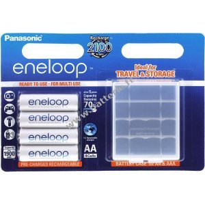 Panasonic eneloop Akku AA - Blister de 4 + bote de protection (BK-3MCDEC4BE)