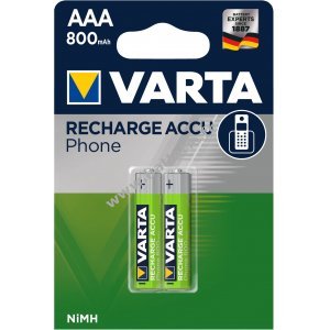 Varta Alimentation tlphonique T398 Micro AAA 800mAh 2 pcs. blister