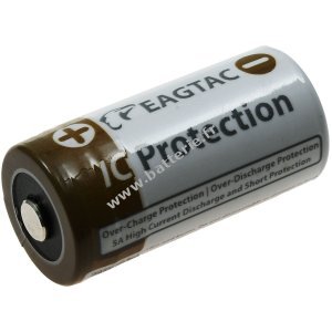 EagleTac CR123 A Batterie Li-Ion 16340 (CR123A, RC R123) 750mAh 3.7V IC Protection