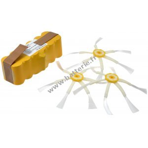 Batterie pour iRobot Roomba 500/600/700er series + 3x6 Brosse latrale