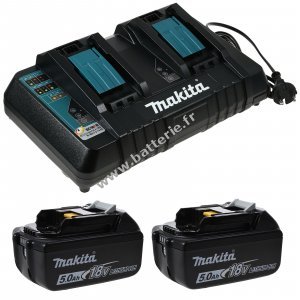 Makita Chargeur double type BL1450 y compris 2x Makita Batterie bloc BL1850