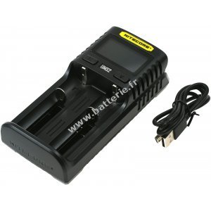 Chargeur rapide USB Nitecore UMS2, cran LCD, 2 emplacements de charge pour les batteries Li-Ion et autres