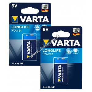 2 piles Varta type 6LF22, PP3, 6LR61, pile bloc 9V 2x 1 blister