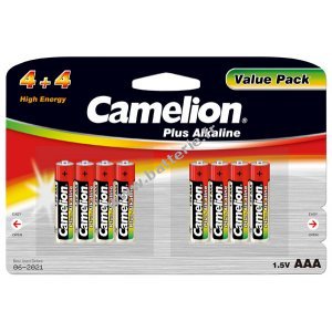 Batterie Camelion Micro LR03 MN2400 HR03 Plus Alcaline (4+4) Blister de 8