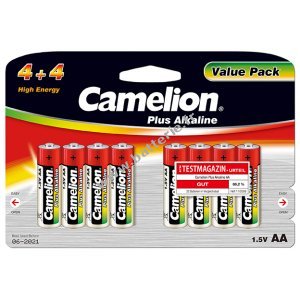 Batterie Camelion Mignon LR6 MN1500 AA AM3 Plus alcaline (4+4) Blister de 8
