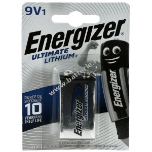 Energizer Pile au lithium ultime FR22 6LR61 MN1604 X522 9V-Block Blister