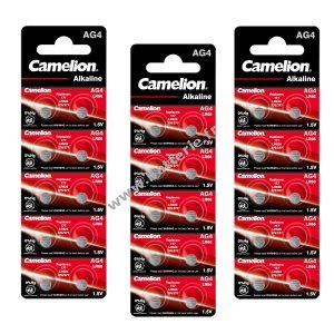 30x Camelion pile bouton LR66 / AG4 / G4 / LR626 / 177 / SR626W / GP77A / 377