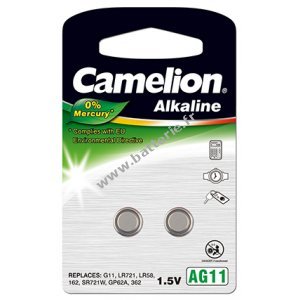 Camelion Batterie bouton 362 LR58 LR721 AG11 Blister de 2