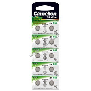 Camelion Batterie bouton LR59 / AG2 / G2 / LR726 / 196 / SR726W / GP 96A / 396 Blister de 10