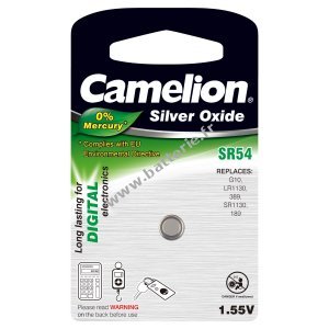 Camelion Pile bouton  l'oxyde d'argent SR54 / G10 / LR1130 / 389 / SR1130 / 189 1 blister