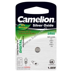 Camelion Pile bouton  l'oxyde d'argent SR60 / SR60W / G1 / LR621 / 364 / SR621 / 164 1pc blister