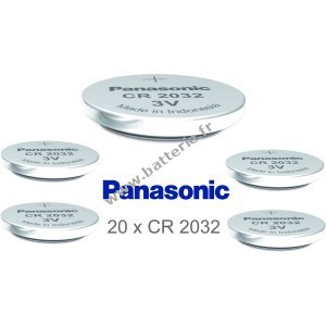 Panasonic Pile bouton lithium CR2032 / DL2032 / ECR2032 20 pices en vrac