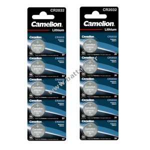 10x pile bouton au lithium, batterie Camelion CR2032 par exemple pour les montres 2x Blister de 5