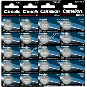 20x pile bouton au lithium, batterie Camelion CR2032 par exemple pour les montres 4x blisters de 5