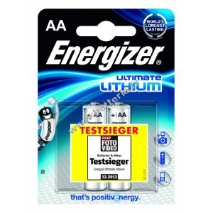 Batterie au lithium Energizer L91 / Mignon / AA / FR6 / blister de 2