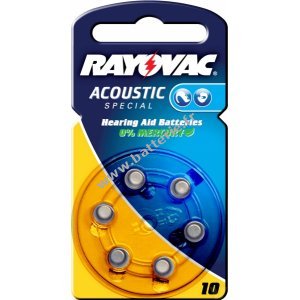 10 x Rayovac Extra Advanced batterie pour prothse auditive type/rf. 10AE 6 units sous blister