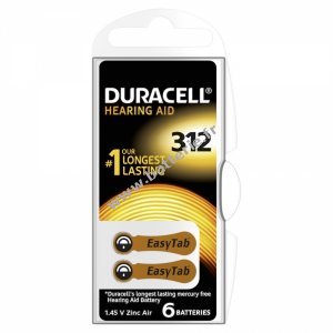 Duracell Pile pour appareil auditif 312AE / AE312 / DA312 / PR41 / PR736 / V312AT Blister de 6