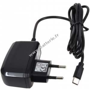 Adaptateur secteur / chargeur avec connecteur USB-C 5V 2A par ex. pour Samsung Galaxy S8 / S8 Active / Google Pixel 4