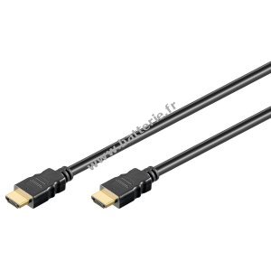 Cble HDMI haute vitesse avec fiche standard (type A) 1,5 m, noir, connecteurs dors