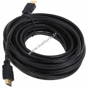 Cble HDMI haute vitesse avec prise standard (type A) 10m, noir, connecteurs dors