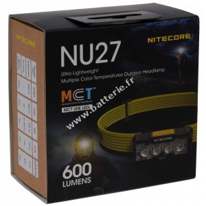 Nitecore NU27 LED Lampe frontale, Headlamp, USB-C, max. 600 lumens blanc