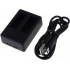 Chargeur pour 2 pièces GoPro Hero 5 batteries / chargeur type AHDBT -501 incl. câble Micro USB