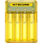 Nitecore Q2 Chargeur  quatre fentes pour batteries Li-Ion, par exemple 18650, 14650, 16340 et bien d'autres, jaune