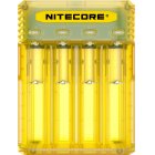 Nitecore Q2 Chargeur  quatre fentes pour batteries Li-Ion, par exemple 18650, 14650, 16340 et bien d'autres, jaune