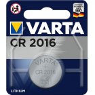 Pile bouton au lithium, batterie Varta CR 2016, IEC CR2016, remplace aussi DL2016, 3V 1 blister