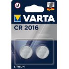 Pile bouton au lithium, batterie Varta CR 2016, IEC CR2016, remplace aussi DL2016, 3V blister de 2 pices