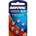 Rayovac Acoustic Batterie spéciale pour appareils auditifs 312 / 312AE / AE312 / DA312 / PR41 / V312AT blister de 6 pièces